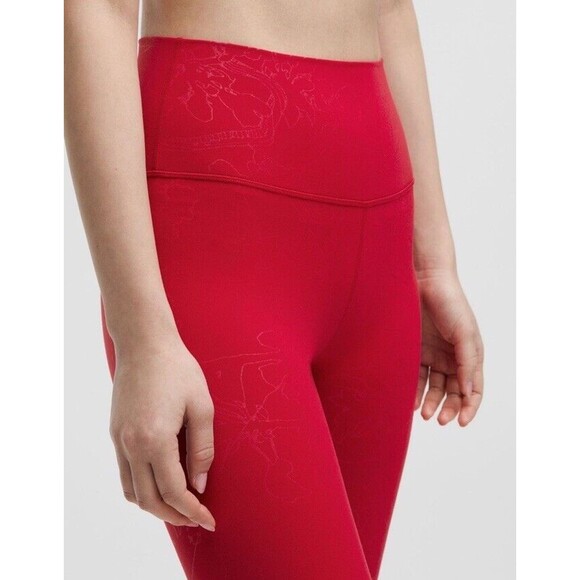 LUNAR NEW YEAR LULULEMON ALIGN HR PANT 25"SNAKE EMBOSS RED Size 8 - Picture 3 of 5